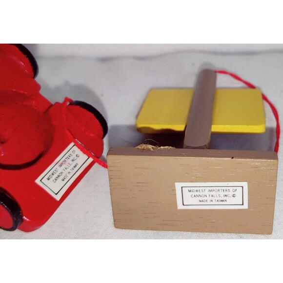 Vintage Christmas Ornament Lot BBQ Grill, Lawn Mower, Garage Sale Sign Pre Owned - Picture 11 of 16